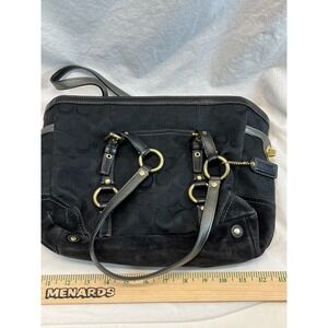 Coach Signature Tote Bag Purse Black Hand Bag Fobo‎ 10384 Classic